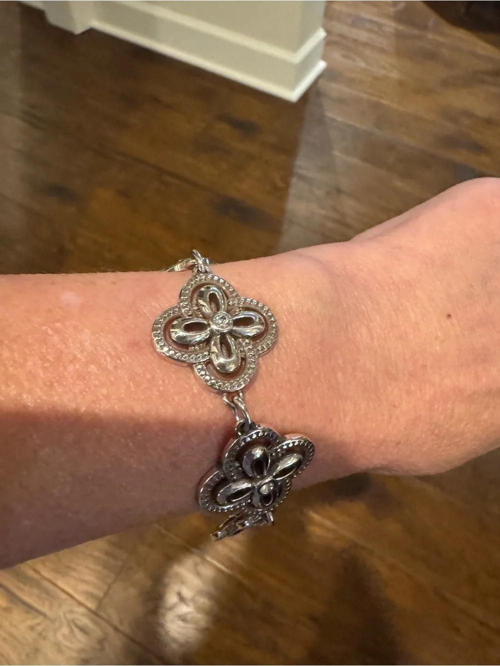 Brighton Silver Floral Link Bracelet